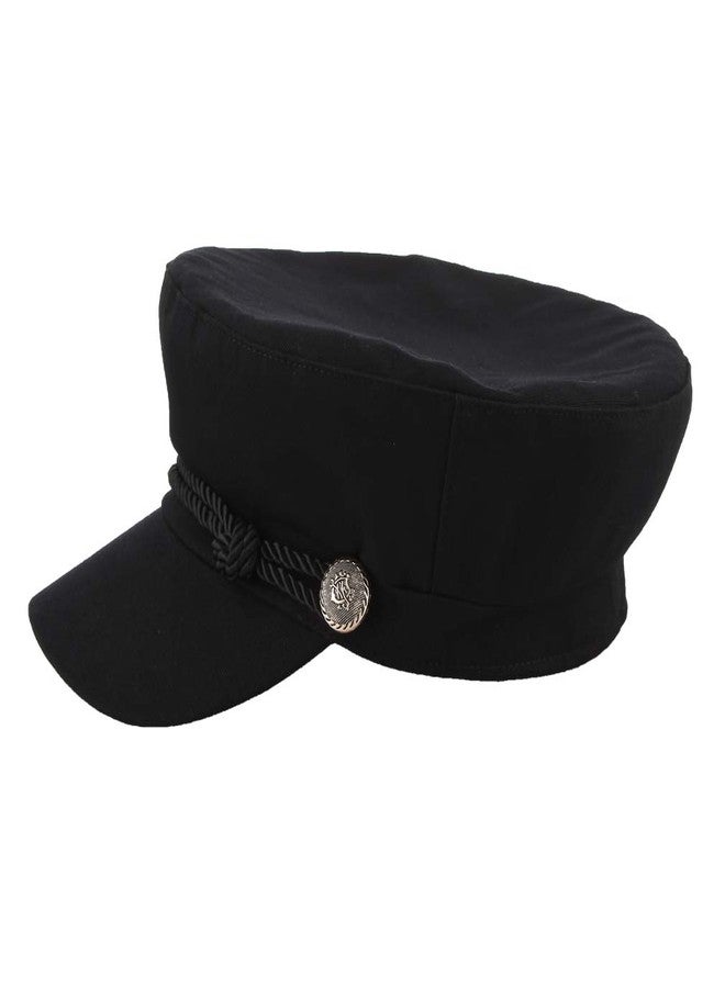 Brcus Women Yacht Captain Sailor Hat Newsboy Cabbie Baker Boy Peaked Beret Cap Black - Image 3